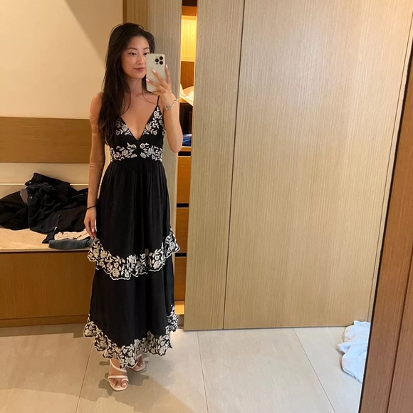 Abercrombie Women’s Tiered Ruffle Maxi Dress Black XXS - Picture 7 of 8